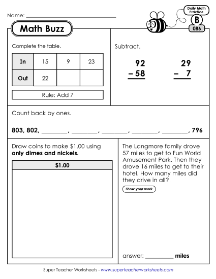 Math Buzz: Week 18 Worksheets 86 through 90 Math Buzz: Week 18 Worksheets 86 through 90