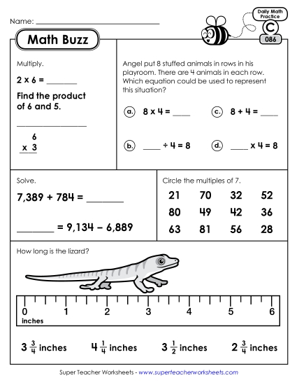Math Buzz: Week 18 Worksheets 86 through 90 Math Buzz: Week 18 Worksheets 86 through 90