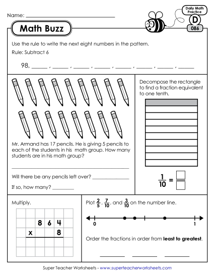 Math Buzz: Week 18 Worksheets 86 through 90 Math Buzz: Week 18 Worksheets 86 through 90