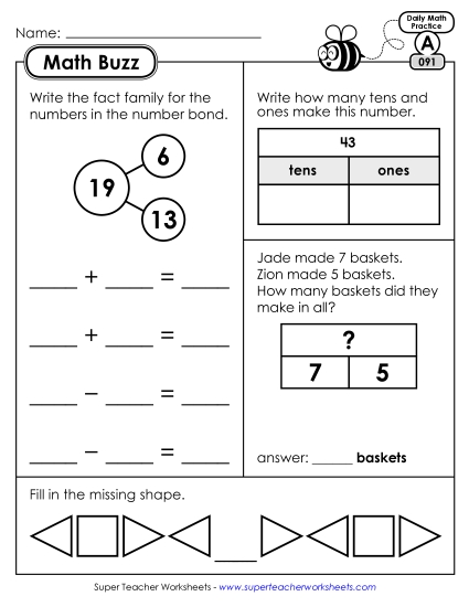 Math Buzz: Week 19 Worksheets 91 through 95