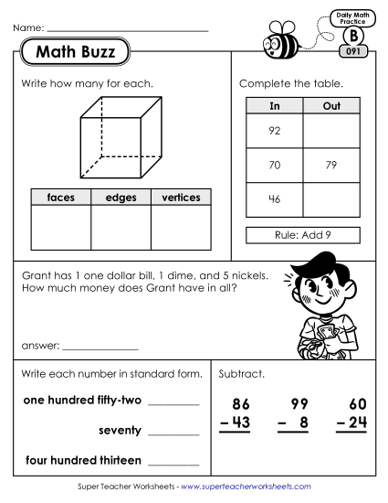 Math Buzz: Week 19 Worksheets 91 through 95 Math Buzz: Week 19 Worksheets 91 through 95