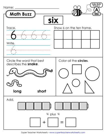 Math Buzz: Week 2 Worksheets 6 through 10 Math Buzz: Week 2 Worksheets 6 through 10
