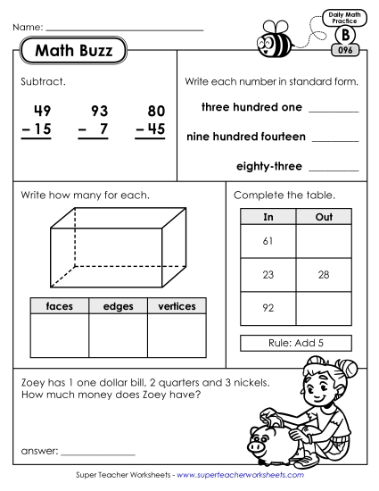 Math Buzz: Week 20 Worksheets 96 through 100 Math Buzz: Week 20 Worksheets 96 through 100
