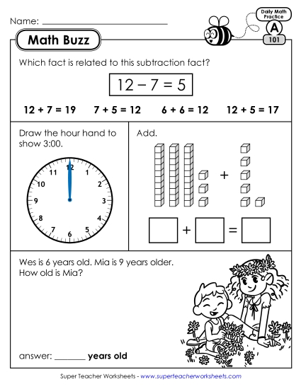 Math Buzz: Week 21 Worksheets 101 through 105 Math Buzz: Week 21 Worksheets 101 through 105