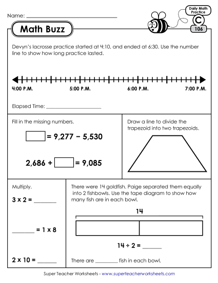 Math Buzz: Week 22 Worksheets 106 through 110