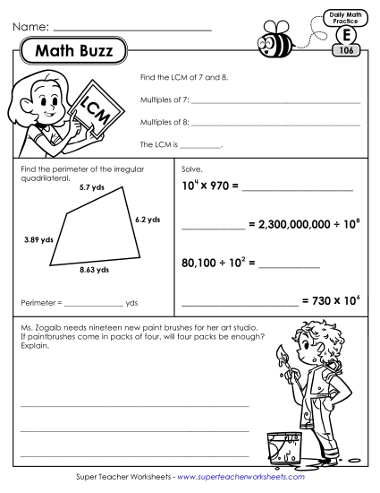 Math Buzz: Week 22 Worksheets 106 through 110