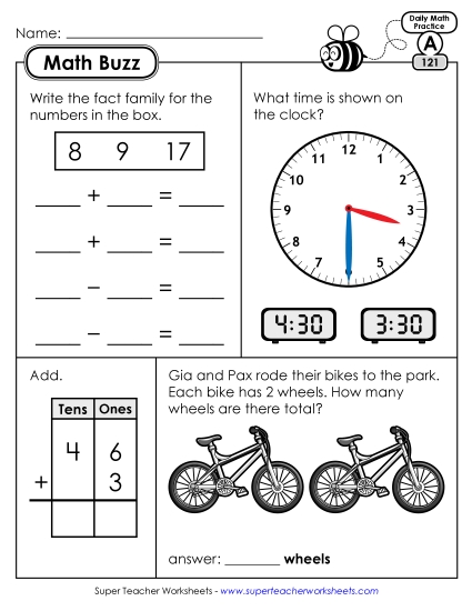 Math Buzz: Week 25 Worksheets 121 through 125
