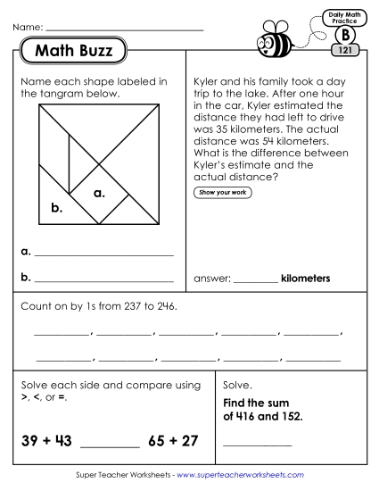 Math Buzz: Week 25 Worksheets 121 through 125 Math Buzz: Week 25 Worksheets 121 through 125
