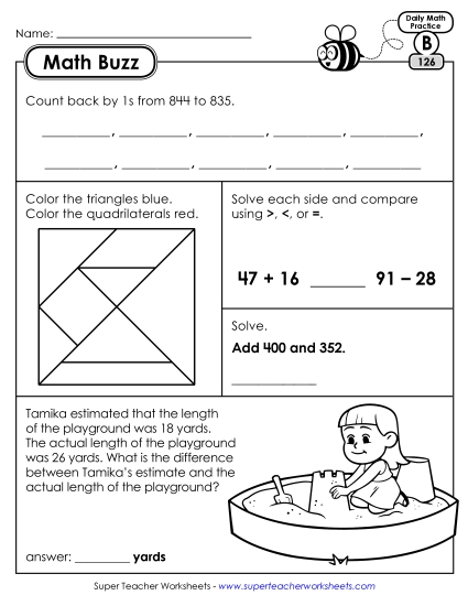 Math Buzz: Week 26 Worksheets 126 through 130 Math Buzz: Week 26 Worksheets 126 through 130