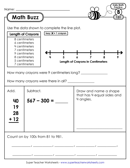 Math Buzz: Week 27 Worksheets 131 through 135 Math Buzz: Week 27 Worksheets 131 through 135