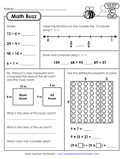 Math Buzz: Week 27 Worksheets 131 through 135 Math Buzz: Week 27 Worksheets 131 through 135