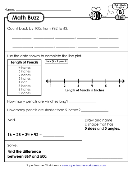 Math Buzz: Week 28 Worksheets 136 through 140 Math Buzz: Week 28 Worksheets 136 through 140