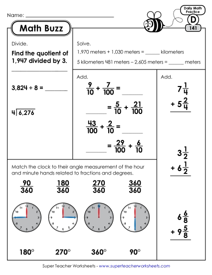 Math Buzz: Week 29 Worksheets 141 through 145 Math Buzz: Week 29 Worksheets 141 through 145