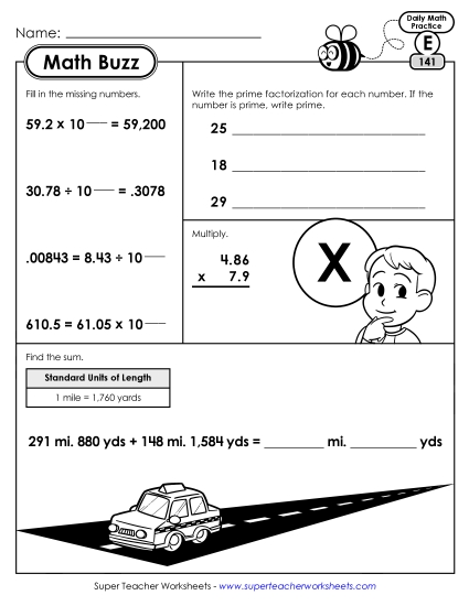 Math Buzz: Week 29 Worksheets 141 through 145