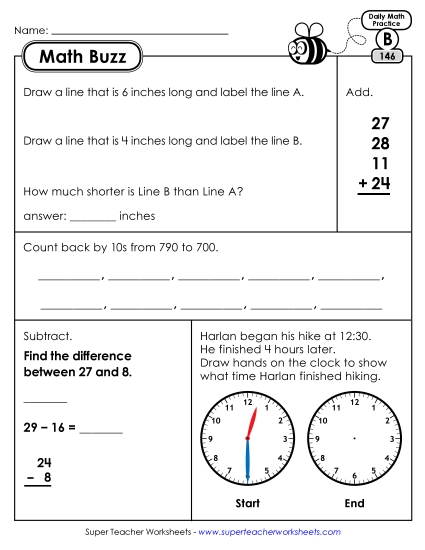 Math Buzz: Week 30 Worksheets 146 through 150 Math Buzz: Week 30 Worksheets 146 through 150