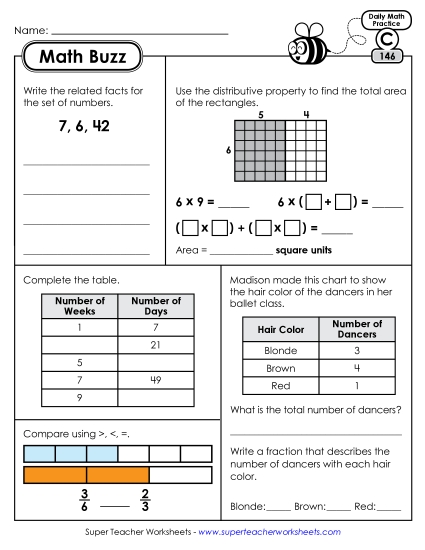 Math Buzz: Week 30 Worksheets 146 through 150 Math Buzz: Week 30 Worksheets 146 through 150