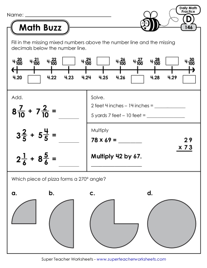 Math Buzz: Week 30 Worksheets 146 through 150 Math Buzz: Week 30 Worksheets 146 through 150