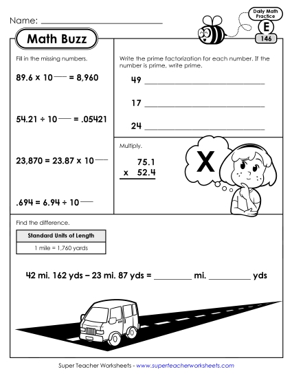 Math Buzz: Week 30 Worksheets 146 through 150