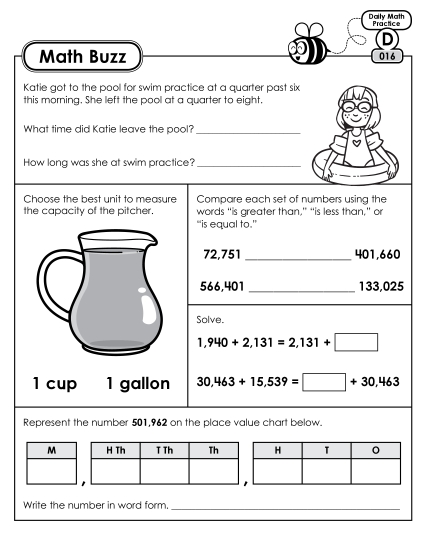 Math Buzz: Week 4 Worksheets 16 through 20 Math Buzz: Week 4 Worksheets 16 through 20