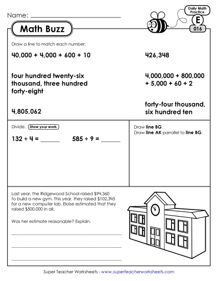 Math Buzz: Week 4 Worksheets 16 through 20