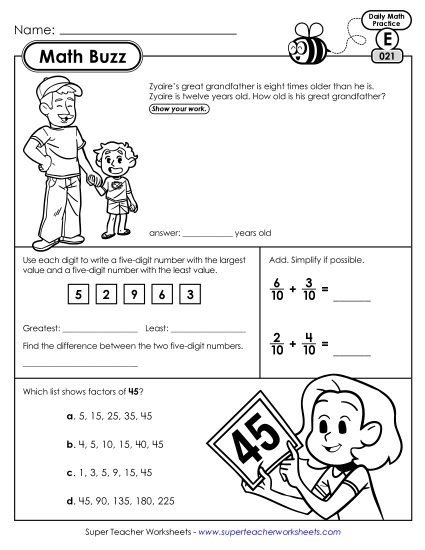 Math Buzz: Week 5 Worksheets 21 through 25