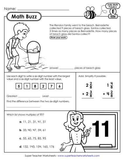 Math Buzz: Week 6 Worksheets 26 through 30