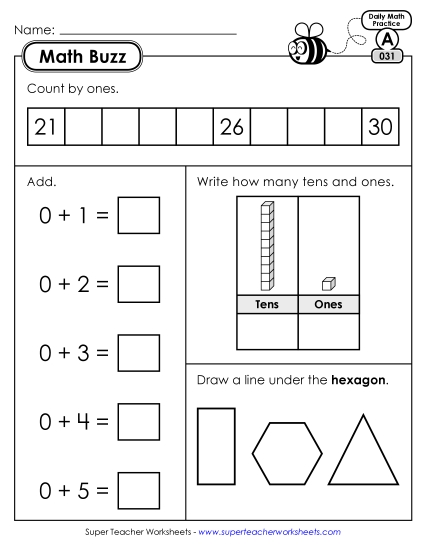 Math Buzz: Week 7 Worksheets 31 through 35