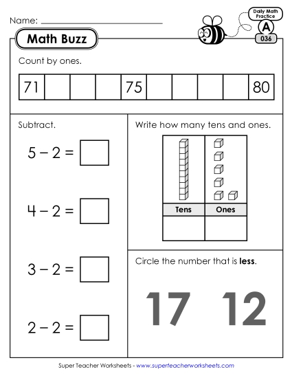 Math Buzz: Week 8 Worksheets 36 through 40 Math Buzz: Week 8 Worksheets 36 through 40