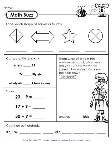 Math Buzz: Week 8 Worksheets 36 through 40 Math Buzz: Week 8 Worksheets 36 through 40