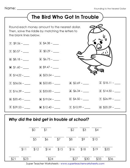 Worksheet Images - Math Riddle: Bird Who Got In Trouble Worksheet Images - Math Riddle: Bird Who Got In Trouble