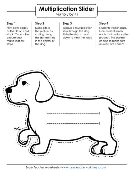 Multiplication by 4s Only - Math Slider: Dog