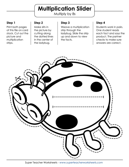 Multiplication by 8s Only - Math Slider: Ladybug