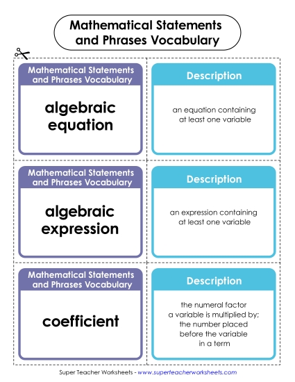 Key Terms - Math Statements and Phrases Vocab Cards Key Terms - Math Statements and Phrases Vocab Cards