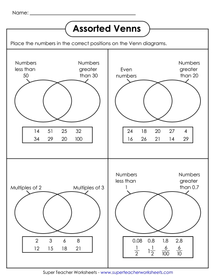 Level: Basic Grades 3-5 - Math Venn Diagrams Level: Basic Grades 3-5 - Math Venn Diagrams