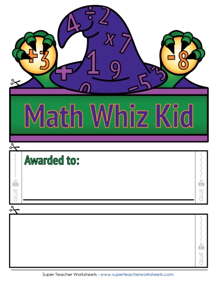 Award Crowns/Hats - Math Whiz Kid (Color)