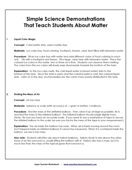 Matter Demonstrations