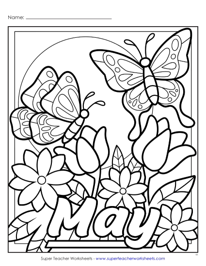 Month Coloring Pages - May (Basic) (Printable PDF Worksheet)