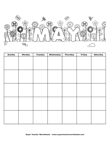 Blank Calendars for Kids - May Calendar Blank Calendars for Kids - May Calendar