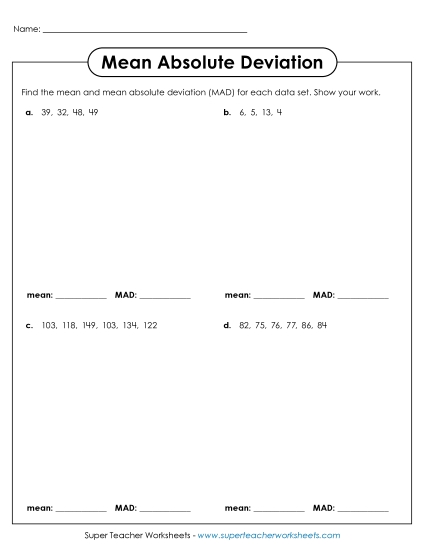Measures of Variability Only - Mean Absolute Deviation (Plain Data)
