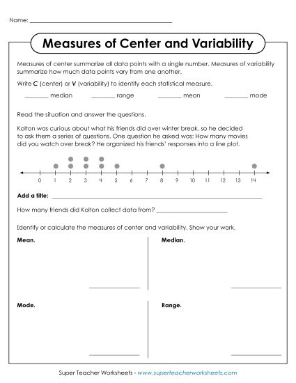 Measures of Center & Variability (Mixed) - Mean, Median, Mode, and Range Activity Measures of Center & Variability (Mixed) - Mean, Median, Mode, and Range Activity