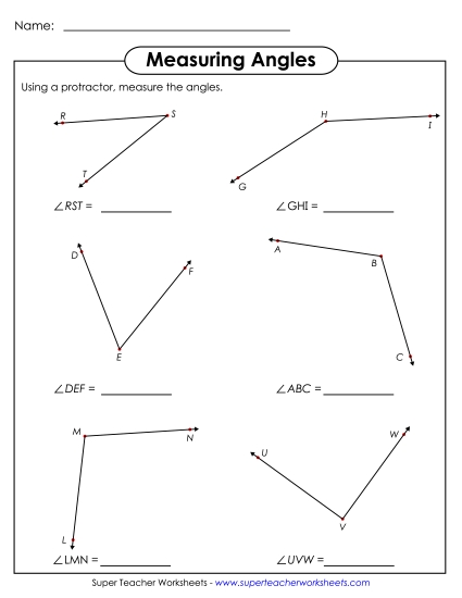 Measuring Angles Worksheets - Measure Angles with Protractor
