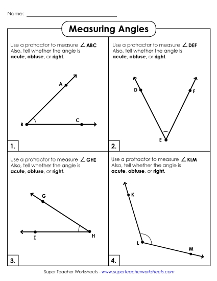 Measuring Angles Worksheets - Measure the Angles