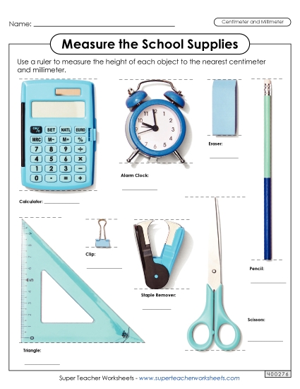 Mixed-Unit Measuring and Converting - Measure the School Supplies (Nearest Centimeter and Millimeter) Mixed-Unit Measuring and Converting - Measure the School Supplies (Nearest Centimeter and Millimeter)