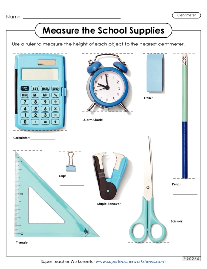 Measuring Centimeters - Measure the School Supplies (Nearest Centimeter) Measuring Centimeters - Measure the School Supplies (Nearest Centimeter)