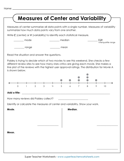 Measures of Center & Variability (Mixed) - Measures of Center & Variability Questions
