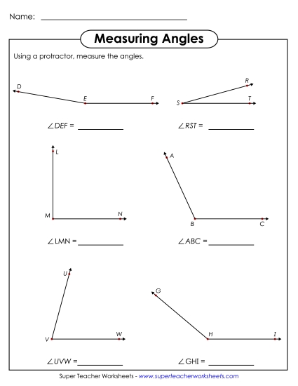 Measuring Angles Worksheets - Measuring Angles 1