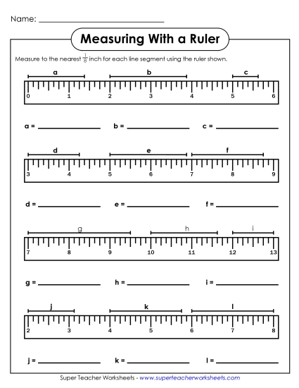 Nearest Eighth Inch - Measuring - Eighth Inch Line Segments