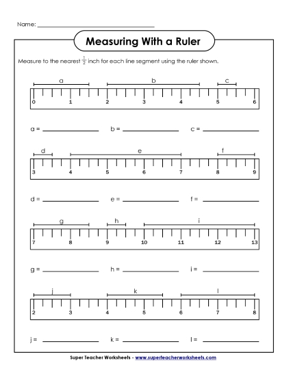 Nearest Half Inch - Measuring - Half Inch Line Segments Nearest Half Inch - Measuring - Half Inch Line Segments