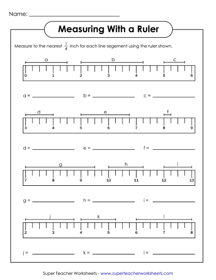 Nearest Quarter Inch - Measuring - Quarter Inch Line Segments Nearest Quarter Inch - Measuring - Quarter Inch Line Segments
