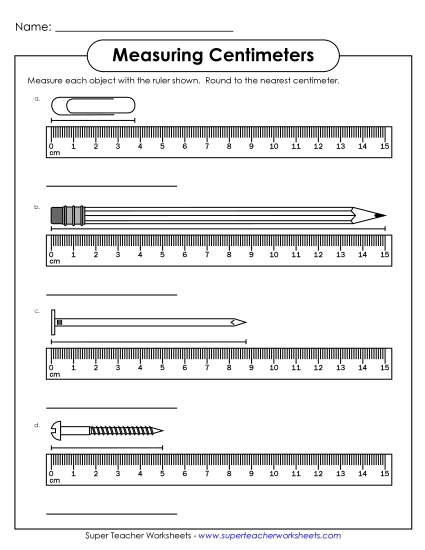 Measuring Centimeters - Measuring to the Nearest Centimeter #1 Measuring Centimeters - Measuring to the Nearest Centimeter #1